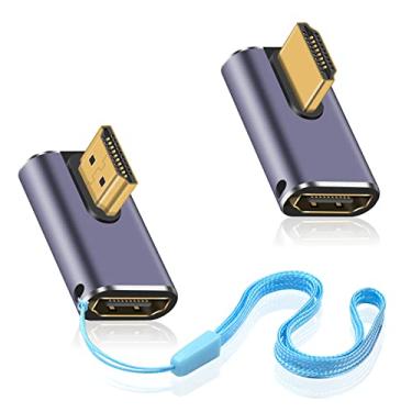 Imagem de Duttek Adaptador HDMI 8K 90 graus, adaptador HDMI de ângulo esquerdo e direito de 48 Gbps, conector extensor UHD HDMI 2.1 macho para fêmea com 8K @60Hz, 4K@120Hz, para HDTVs, PC, laptop (pacote com 2)
