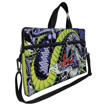 Imagem de Case Capa Maleta Premium Para Notebook Laptop de 17 e 17,3 com Alça de Mão Alça de Ombro e Zíper Lateral - Dragão Verde
