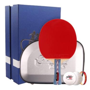 Imagem de Raquete profissional Double Happiness DHS Ping Pong – Raquete de tênis de mesa com estojo de transporte – borracha aprovada pela ITTF para jogos de torneios – Melhor raquete de tênis de mesa (NO2 (borracha vermelha/preta)