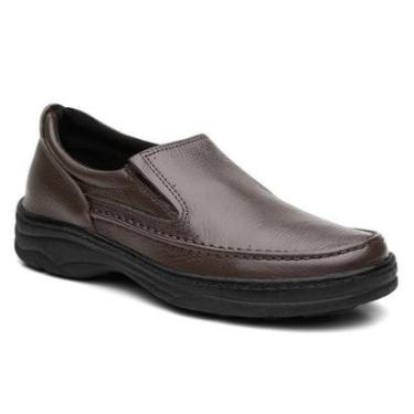 Imagem de Sapato Masculino Conforto Social Ortopédico Calce Fácil Diabéticos Em Couro Legítimo-Masculino