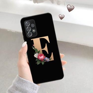 Imagem de Capa de telefone macia preta fosca para samsung a52 a32 a72 a22 4g a52s a12 a42 5g 26 letras capa inicial de flor, b05, para a12