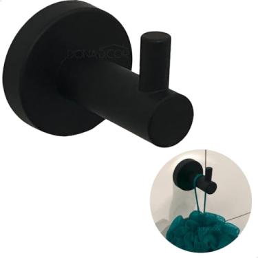 Imagem de Dona D Cor, Porta Toalha Gancho Preto Fosco Inox Cabide Para Banheiro Suporte Toalha Parede Pendurador Cabideiro Simples Toalheiro M