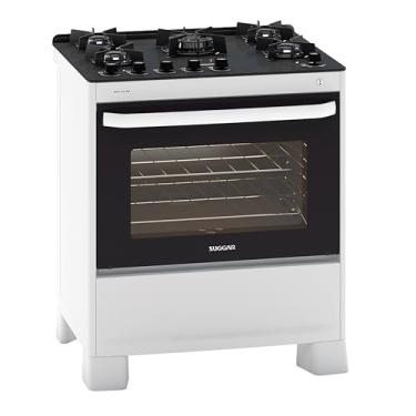 Imagem de SUGGAR FOGÃO MAX GLASS BRANCO MESA DE VIDRO 5 BOCAS TRIPLA CHAMA TREMPE 6 APOIOS ACENDIMENTO AUTOMÁTICO FGVMG510BR