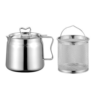 Imagem de Pote para fritar gordura, aquecedor de leite, batatas fritas, panelas de armazenamento de óleo, chaleira com filtro para ferver casa, 1,5l/1800