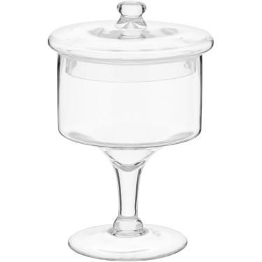 Imagem de POTICHE VIDRO 22x18x18cm VASO DECORATIVO BOMBINIERE BALEIRO 