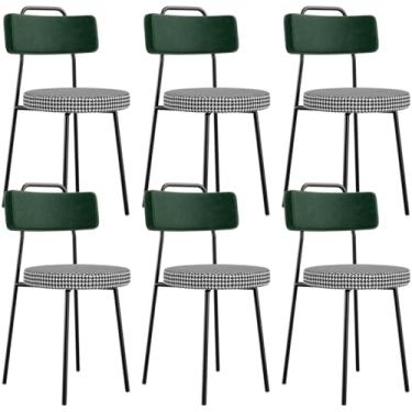 Imagem de Kit 06 Cadeiras Decorativa Estofada Sala Jantar Barcelona L02 Facto Verde Musgo Pied Poule - Lyam