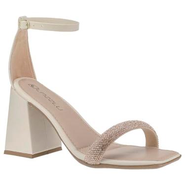 Imagem de Sandália Feminina Salto Quadrado Bloco Grosso Brilho Strass (Off-white, BR, Adulto, Numérico, 38)