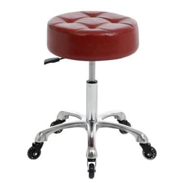 Imagem de FRNIAMC Banco de salão de rodinhas - com assento redondo mais largo e confortável - Cadeira giratória resistente com rodas para salão médico, esteticista, estúdio de artista e escritório em casa (com