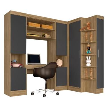 Imagem de Guarda Roupa Modulado Com Penteadeira Cleo Bor/graf - Móveis Arapongas Boreal/grafite