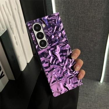 Imagem de Capa luxuosa coreana dobrável com padrão de folha de lata enrugada para Samsung Galaxy Z Flip5 Zflip6 ZFlip 5 Flip6 Capa traseira à prova de choque, b, para Z Flip 5