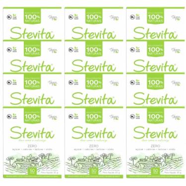 Imagem de Kit 12x Adoçante de Stevia - Stevita Tradicional - 50 Sachês de 0,6g cada - Total 600 sachês