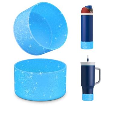 Imagem de 2 peças de bota de silicone com glitter para garrafa de água Owala 680 g, capa protetora antiderrapante para garrafas de água de aço inoxidável FreeSip/Twist/Flip acessórios