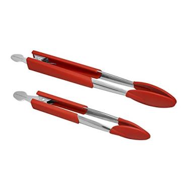 Imagem de Rachael Ray Lil' Huggers - Pegador de cozinha seguro para lava-louças, utensílios de servir salada, multiuso - 2 peças, vermelho