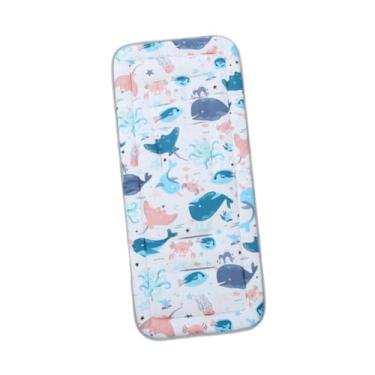 Imagem de oshhni Almofada para carrinho de bebê, colchão para carrinho, confortável, infantil, acolchoamento macio, forro espesso, almofada para assento de bebê para, Vida Marinha