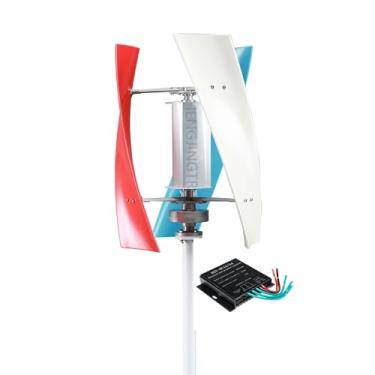 Imagem de HENGJINGTR Kit de turbina eólica 8000W 12 V 24 V 48 V vertical sem ruído gerador de turbina eólica com controlador para uso externo do pátio e sistemas de turbinas eólicas,24v