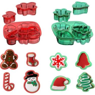 Imagem de Mini cortadores de biscoito de Natal, 8 peças, pequenos moldes de biscoito de Natal, boneco de neve, meia de Natal, floco de neve, árvore de Natal, chapéu de Natal
