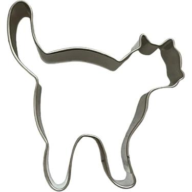Imagem de Cortador de biscoito de metal para Halloween gato preto cortador de biscoito decoração de bolo (10 cm)