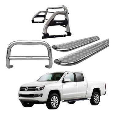 Imagem de Kit Quebra Mato estribo Chapa santo Ant. Amarok Cd Cromado - HOZZ