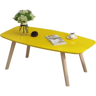 Imagem de Mesa de centro, mesa lateral de sofá de sala de estar de estilo europeu (H45CM), mesa baixa, mesa de estar de madeira maciça, mesa de estudo de lazer, C, 80X50X45CM