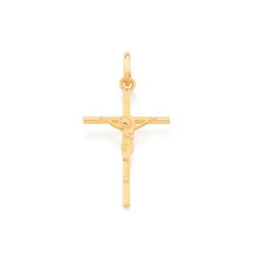Imagem de Pingente banhado ouro 3x 24k 18k e 22k  unissex crucifixo cruz com cri