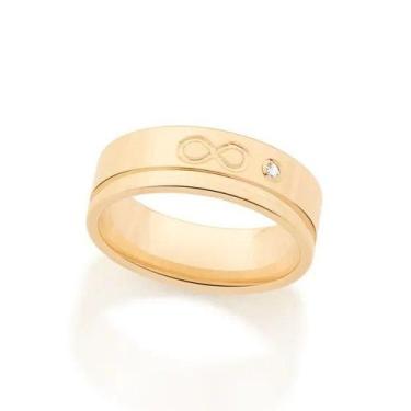 Imagem de Aliança de noivado e casamento infinito banhado ouro 3x 24k 18k e 22k 