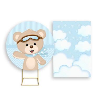 Imagem de Painel De Festa Redondo 1,50x1,50 + Painel Vertical 1,50x2,20 - Ursinh
