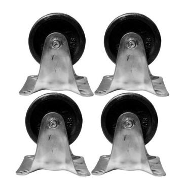 Imagem de Kit 6 Rodízios s Trava c Placa Fixa Preta 3 Pol - Schioppa