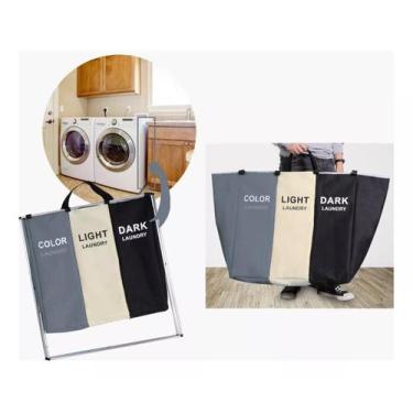 Imagem de Cesto Roupa Suja Organizador Multiuso Saco 3 Compartimentos - CESTO RO