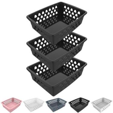 Imagem de Kit 3 Cesto Organizador Multiuso Decorativo Grande 25x20 cm - Uninjet,
