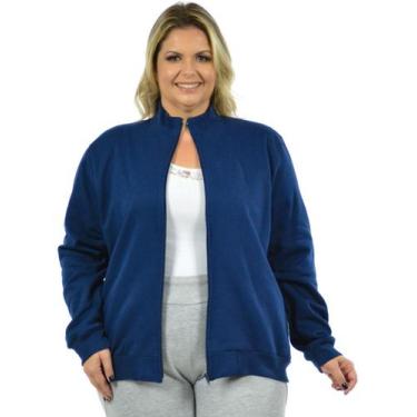 Imagem de Jaqueta moletom flanelado plus size feminino fenomenal, Azul marinho, 