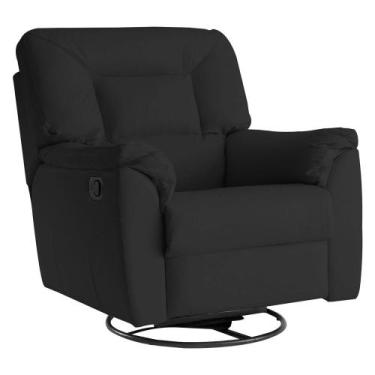 Imagem de Poltrona do Papai Reclinável Giratória com Balanço Doha Couro Preto G4