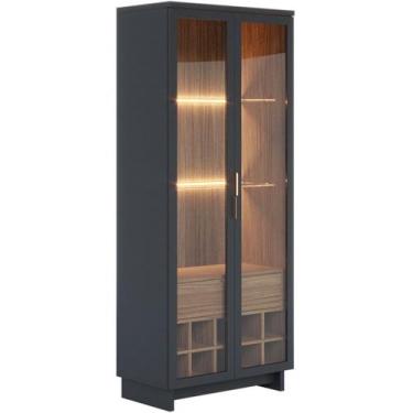 Imagem de Cristaleira 2 Portas 1 Gaveta Guanabara Preto Noce Milano CLB - Colibr