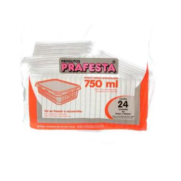 Imagem de Pote Plástico com Tampa 750 Ml 144 Unidades Prafesta