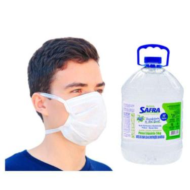 Imagem de Kit Máscara Descartável 25 Unidades + Álcool em Gel 5 Litros - Safra