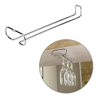 Imagem de Suporte Organizador Em Aço Cromado P/ Pendurar 3 Taças 28cm - NIQUELAR