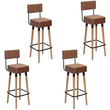 Imagem de Kit 4 Banquetas para Bancada Estofada Bariloche - Salaone, Café