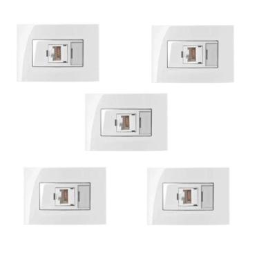 Imagem de 5 Pc Tomada P/ Moveis Margirius Rj45 Branca Informática C