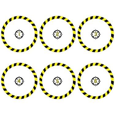 Imagem de Libima 6 Pcs Objective Point Markers PVC Round Objective Marker Black and Yellow Gaming Accessory, Miniature Not Included