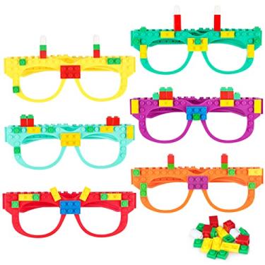 Imagem de Hxezoc 12 Pcs DIY Building Bricks Glasses Building Blocks Games for Kids Creative Building Block Glasses Party Favors, Carnival Birthday Party Games Supplies
