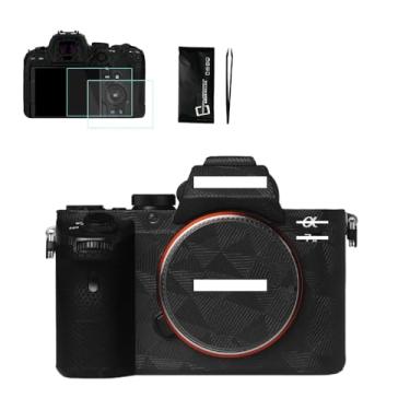 Imagem de DBZZ Película protetora do corpo da câmera para Sony Alpha A7 II/ A7 MarkII ILCE-7M3, adesivo de câmera antiarranhões inclui 2 peças protetoras de tela A7ii A7III e ferramentas (A7II Triângulo Preto)