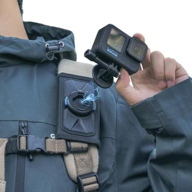 Imagem de Suporte magnético para alça de ombro, suporte magnético de liberação rápida, clipe de alça de ombro para cinto compatível com DJI Action 5 Pro/4/3, GoPro Hero 13/12/11/10/9, AKASO e mais