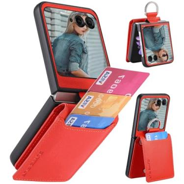 Imagem de Fofvccv Capa carteira para Motorola Razr 2025/2024 com porta-cartões e anel, capa protetora de couro PU à prova de choque flip com suporte para celular para Moto Razr 50 / Moto Razr 60 LZQB laranja