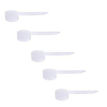Imagem de Colher de medição de plástico, 1 colher de sopa (14,8 cc | 14,8 g | 14,8 mL) Colheres de cabo longo para pós, grânulos, café, ração para animais de estimação, suprimentos de cozimento, proteína e outros produtos secos, livre de BPA (conjunto com 5)