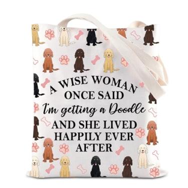Imagem de TGBJE Doodle Tote Bag Dog Mom Gift A Wise Women Getting a Doodle She Lived Happily Ever After Shopping Bag Doodle Owner Gift, Bolsa Doodle, One Size