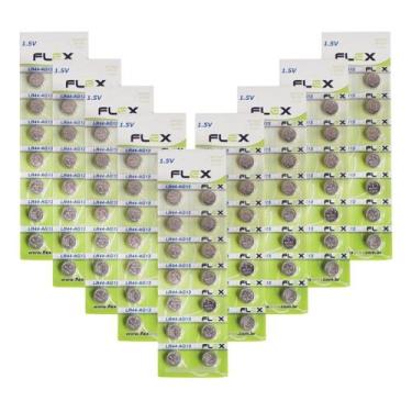 Imagem de Bateria Lr44 Ag13 Botão Moeda Flex 10 Cartelas Com 140 Uni