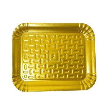 Imagem de Bandeja Retangular Dourada - 24 x 19 cm - 5 unidades - IPBR Embalagens