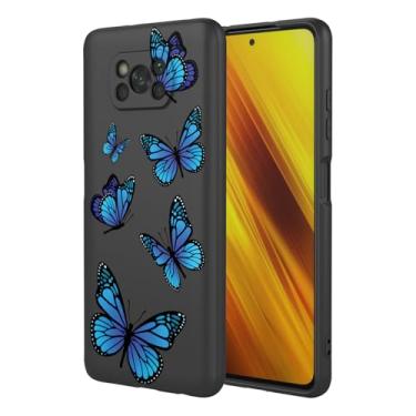 Imagem de HTXWXJC Capa para Xiaomi Poco X3 NFC, capa para Xiaomi Poco X3 Pro, capa para Xiaomi Poco X3, capa macia de TPU flexível à prova de choque com padrão de borboleta para Xiaomi Poco X3 Pro borboleta