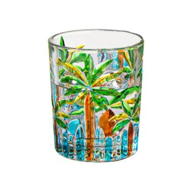 Imagem de Copos de bebida tropicais de verão, 4 coqueiros curtos, festa na piscina, tema caribenho, design colorido Tiki Bar Margarita Mix Drink Mojito Martini Pool Party Cup Palmeiras Gravado Whisky Azedo