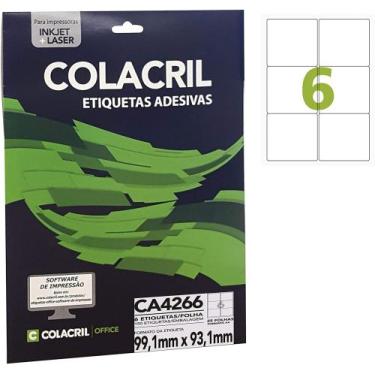 Imagem de Etiqueta A4 99,1mm X 93,1mm 25 Folhas Ca4266 Colacril