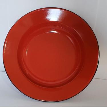 Imagem de 01 Prato Esmaltado Ágata Original 22cm Cor Vermelho Postagem Rápida - 